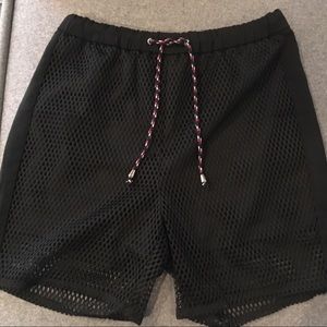 Mesh overlay basketball shorts